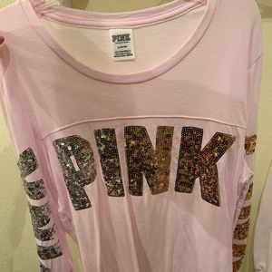 PINK Long Sleeve Sequin Shirt